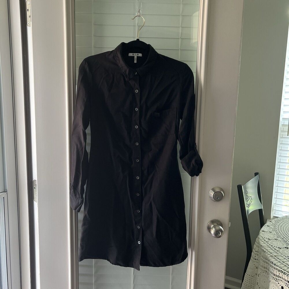 Three Dots Shirt  Dress XS Roll Tab Sleeves Made In The USA